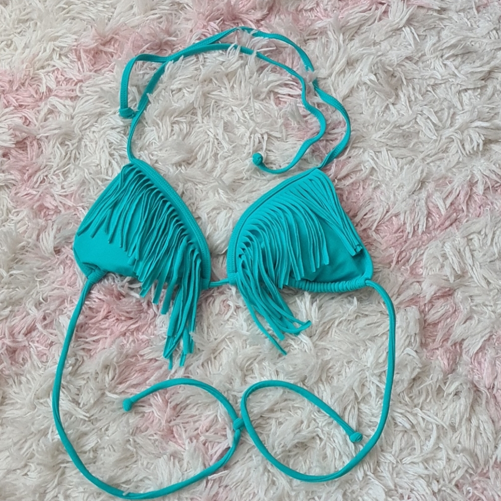 LA hearts fringe bikini top